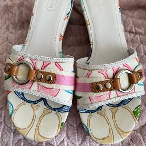 Coach multi color wedge sandals women